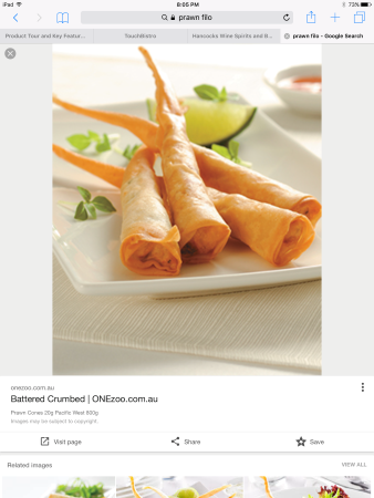 Deep fried prawn filos (4 pieces)