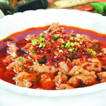 Sichuan style boiled pork in firey sauce