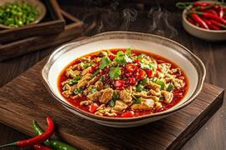 Sichuan style boiled chicken in firey sauce