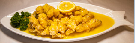 Fish fillet with lemon sauce
