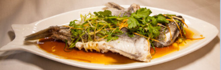 Steamed whole blue cod with soya sauce