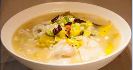 Fish pieces with sour mustard sauce