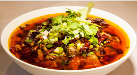 Sichuan style boiled lamb in firey sauce