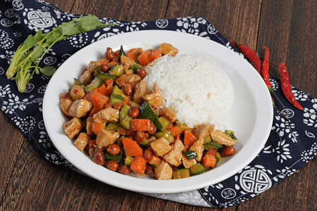 Kong Pao chicken on rice