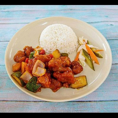 Sweet & sour chicken on rice