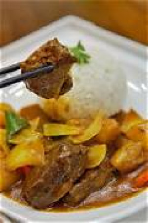 Curry beef brisket on rice