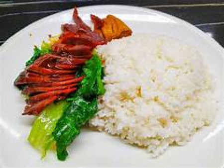 BBQ pork & Chinese vegetable on rice